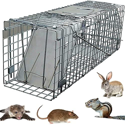 PowerTools Squirrel Rat Cage Trap Heavy Duty Humane Live Vermin Pest Animal Large Cage Catcher No Poison Pest Control Indoor/Outdoor 61x19x21CM