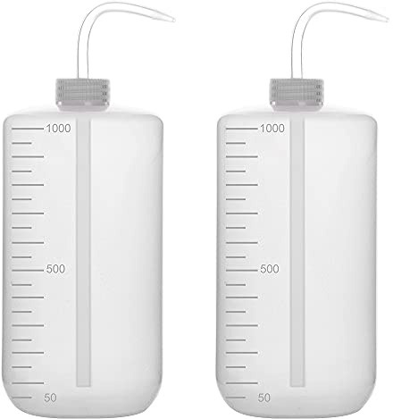stonylab 2er Pack Waschen Flasche Kunststoff, Squeeze Flasche Spritzflasche, LDPE Material mit schmalem Mund, Squeeze Wash Bottle für Laborreinigung Pflanzenbewässerung (1000 ml)