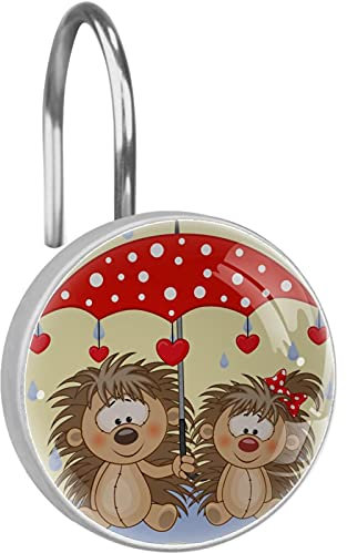 Set di 12 ganci per tenda da doccia con ombrello, con anelli per tenda da doccia, resistenti alla ruggine, per il bagno