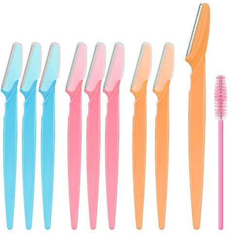 9 Pcs Eyebrow Razors, Dermaplaning Blades for Face With 1 Pcs Eyelash Brush, Unisex Eyebrow Shaper, Face Shavers for Women, Trimmers With Cover