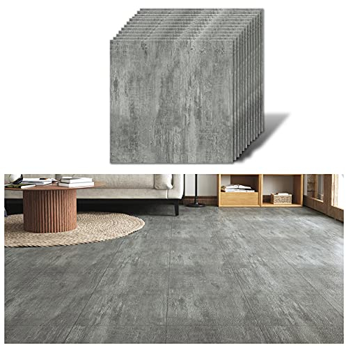 VEELIKE Suelo Vinilo Autoadhesivo Cemento Gris Baldosas Adhesivas Suelo Vinilico Autoadhesivo Baño Impermeable Azulejos Adhesivos Cocina Garaje Dormitorio Salon Extraíble 30 cm x 30 cm 12 Piezas