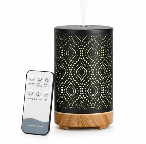 Zen'arôme Ultraschalldiffusor -Sevilla -Aromatherapie, Diffusions -ätherisches Öl, elektrischer Diffusor mit Fernbedienung, anpassbare LED -Beleuchtung, Metallschale mit Originalmuster