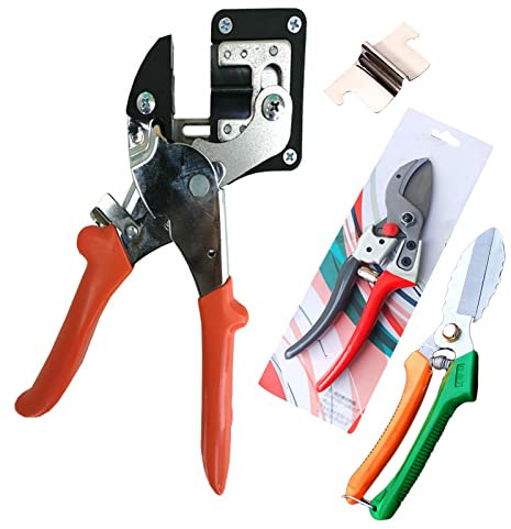 Garten Obstbaum Pfropfschere + Rebschere + Handschere mit Gerader Nase, Professionelle Einhand Obstbäume Pfropfen Schneidwerkzeug für Blumen Pflanzenzweige, Garden Grafting Tool