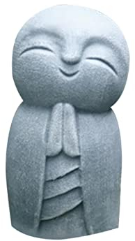 DASNTERED Feng Shui Zen, figura de monje jizo japonés, estatua de Buda, escultura de resina de Jizo para el hogar, decoración de jardín al aire libre (gris)