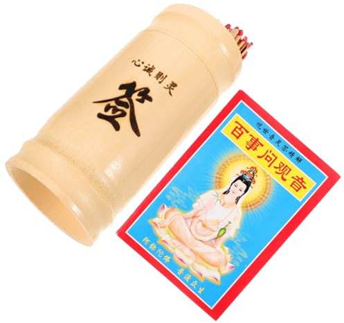 Toyvian Buddhistische Wahrsagestäbchen Aus Bambus Lottopf Spiel Vintage Wahrsagerequisit Mit Eimer Und Buch Für Chinesische Neujahrsspiele Und Buddhistische Dekoration