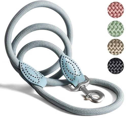 ne&no rope lead 1.2 m (slightly stretchy) for medium to large dogs I training lead I robust dog lead I round braided I dog slip leads I city lead I dog leash aqua 120 cm