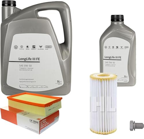 Inspektionspaket Wartungspaket Filterset mit 6 L 0W-30 Motoröl LongLife 3 FE, Ölfilter Luftfilter Ölablassschraube