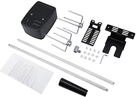 TYCIONG Griglia per barbecue, 47 x 12 x 10 cm, kit universale per girarrosto, in acciaio inox, con canna da spiedo, forchette per carne, con motore elettrico