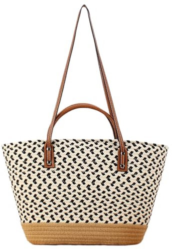 GSenhui Strohtasche Handtasche Stroh Umhängetasche Basttasche Shopper Straw Tote Bag Böhmische Strandtasche Sommer Groß Schultertasche Geflochtene Tasche Frauen Reisen Geschenk