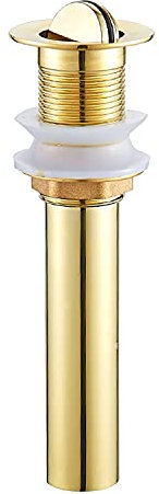 Gefederter Stöpsel for Waschbecken, Ersatz for Waschbeckenstöpsel, ohne Überlauf, integriertes verstopfungshemmendes Sieb, Waschbecken, Abfluss, Badezimmer-Wasserhahn, Waschbecken, Gold, S (Größe: S)