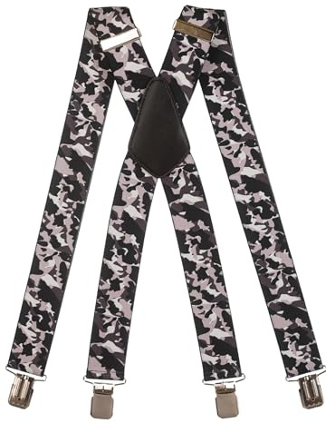 Olata Bretelle da Uomo, Extra Forte 4 Clip X-Forma, 4cm. Camoflauge A