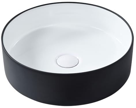 Aufsatzwaschbecken Keramik schwarz/weiß rund ⌀40 cm ohne Überlauf modern Tebar