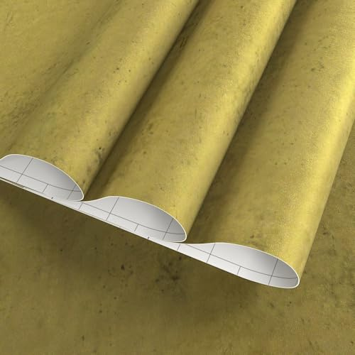 Magielif Gold Foil Peel and Stick Wallpaper 16×118 Vintage Faux Golden Concrete Contact Paper Matte Antique 3D Textured Vinyl Waterproof Thick Contact Paper for Kitchen Cabinets Office Decor