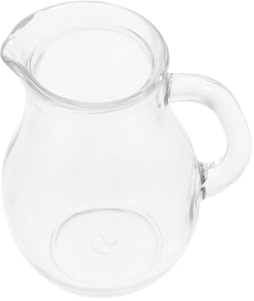 Hoement Glass Milk Pitcher 250ml Small Creamer Pitcher with Handle Multi-Function Household Milk Accessories Retro Style for Daily Use