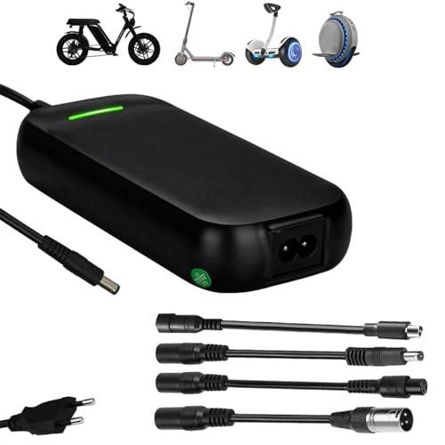 Xietongpo 48V Ladegeräte für Scooter 54.6V 2A E Scooter Ladegeräte mit 4 Anschlüssen Hoverboard Ladekabel für Elektrofahrräder Akkuladung, Universal 48 Volt Elektroroller Ladegerät