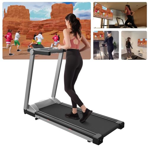 Lacuffy Raceable Folding Treadmill 6% Incline Treadmill Suitable for Intellegent Wearable Devices MAX 158KG Treadmills for Home Foldable 1-16 KM/H with Multi-runner Race Door to Door Delivery