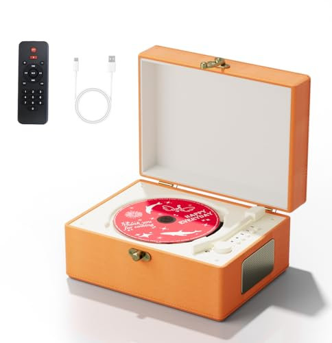 Yintiny Time Music Box - Reproductor de CD con altavoces para el hogar (naranja)