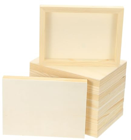 PATIKIL 6 x 8 Inch Wood Canvas Panels, 10pcs Unfinished Wooden Frame Square Art Board for Crafts Oil Paint Pouring Acrylics Painting DIY