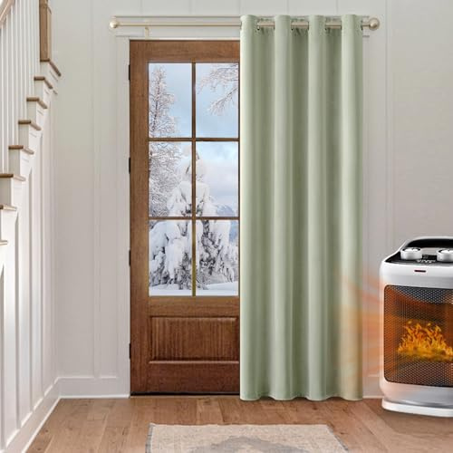 MIULEE Tende Oscuranti per Interni 1 Pezzi 140x290 CM, Tenda Verde Salvia Coprente Termiche Isolanti per Interno con Anelli, Tenda Oscurante Finestra Camera da Letto Salotto