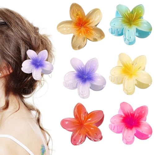 JchEnye 6 Pince à Cheveux Fleur, Diamètre 4CM, Large, Anti-slip, Pour Cheveux Epais ou Fins, Pour Femmes et Filles