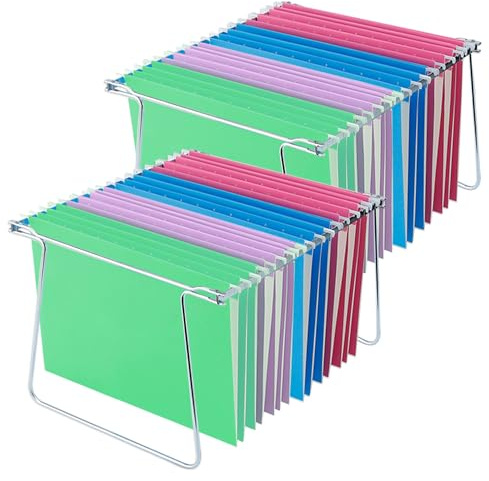 Kraftig hängande filram, brevstorlek hängande arkivmappram, justerbar längd 25,4 cm till 45,72 cm, 2 paket
