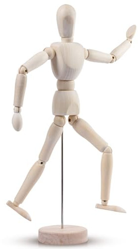 COOZEE 30 cm Modell Puppe Gliederpuppe, Männlich aus Holz, Flexibler Mannequin, Holzpuppe zum Zeichnen Für Anfänger, Profis und Künstler, Natürliche Farbe