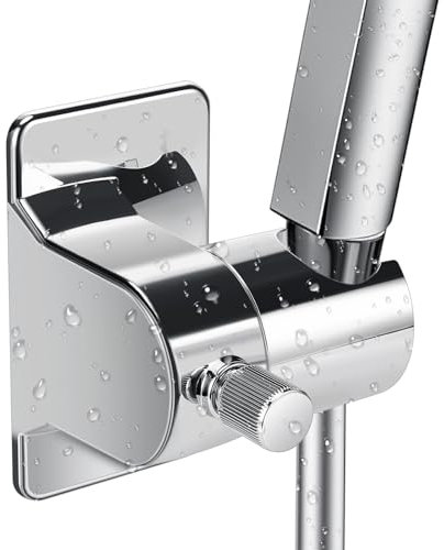 Zikenis Soporte De Ducha Ajustable,Titular De La Cabeza De Ducha,Soporte de ducha sin perforaciones,Rotación de 360°,Fácil Instalación,Impermeable,Plata