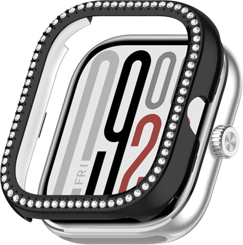 Bling Case compatible con Redmi Watch 4 Cover Hard PC Crystal Diamonds Rhinestone Protective Bumper Shell Women para Redmi Watch 4 Smartwatch, sin protector de pantalla (negro)