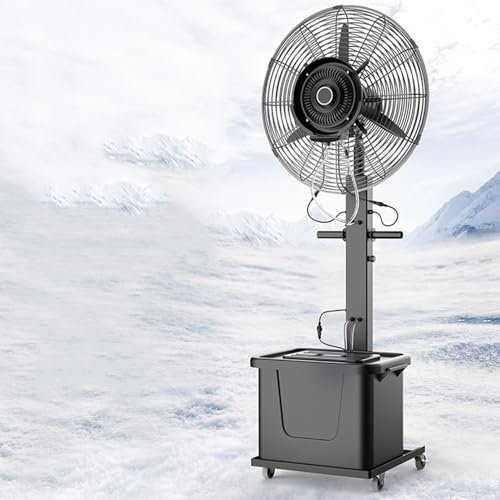Ventilateur sur pied, brumisateur avec réservoir d'eau de 11 gallons, oscillation à 90 degrés, ventilateur industriel pour terrasse, garage, salle de sport, atelier. Grand ventilateur sur pi