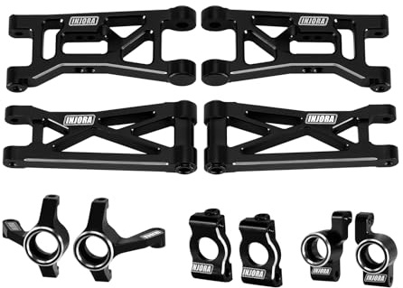 INJORA Bras de Suspension Avant et Arrière en Aluminium, Porte-Fusées Avant, Blocs de Chasse C-Hubs, Moyeux Arrière pour Buggy 1/24 Losi Micro-B 1/28 Micro-T Upgrade