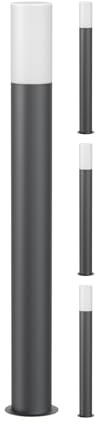 ledscom.de 4x Wegelicht/Pollerleuchte GROPO für außen mit Premium Echtglashaube – UV-beständig, kein Vergilben, IP44, 90 cm, anthrazit, 1x E27 471lm, extra-warmweiß