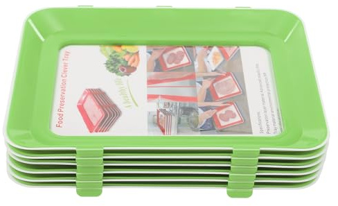 Dofanqing Juego de 6 fiambreras de polipropileno para fiambres (30,4 x 22,8 cm, apilables), para frutas, carne y verduras en el frigorífico (verde)