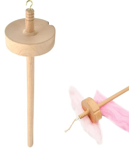 Holzspindel, Drop-Spindel-Top, Wirbel, Garnspindel, Spindel, Handspinnwolle, Starter-Set, Holz, geschnitztes Design für Anfänger (kein Muster)