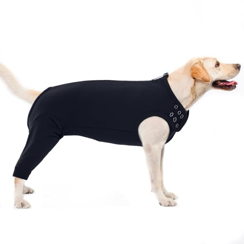 PUMYPOREITY Leckschutz Hund Hinterbein, Hundebandage Hinterbeine Hunde Op Body Hündin Ellbogenschutz Hinterbeine Ellenbogenbandage Leckschutz(Schwarz, XL)