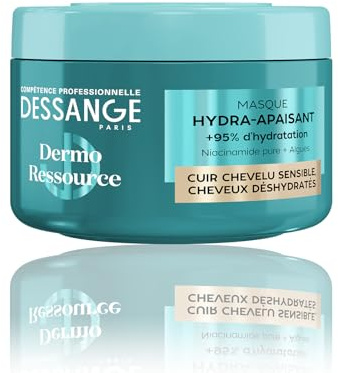 DESSANGE - Masque Cheveux Hydra-Apaisant Dermo Ressource - Formule Enrichie En Algues & Niacinamide Pure - Apaise & Hydrate - Cuir Chevelu Sensible & Cheveux Déshydratés - 280ml