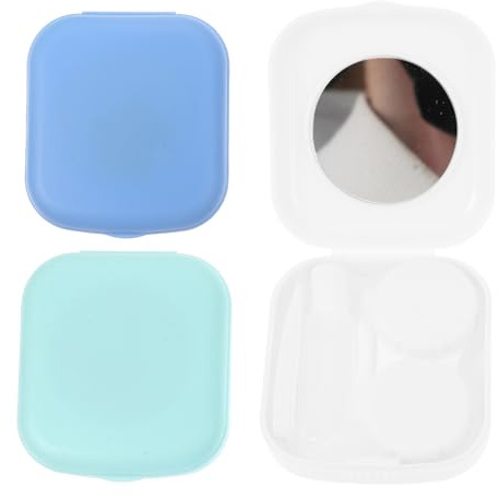 Beaupretty 3 Sets Travel Lens Case Pocket Size Contact Lens Storage Boxes PP with Mirror Leakproof Small Bottle for Travel