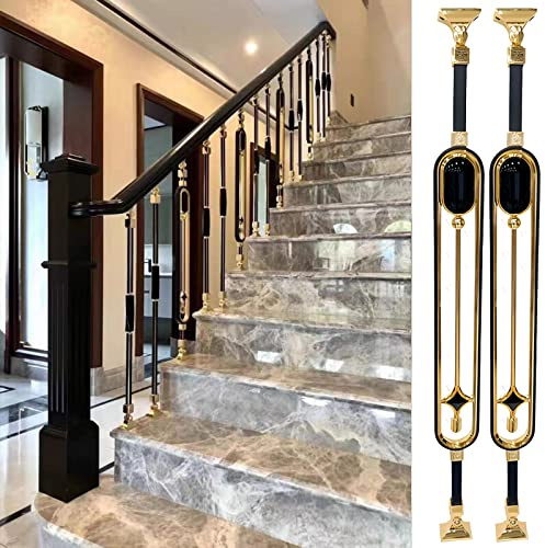 Kit de barandilla negra para terrazas – Paquete de 2 valla cuadrada con riel base y balaustre sistema de barandilla hueca horizontal completo con tornillos, diseño ovalado para seguridad y estilo