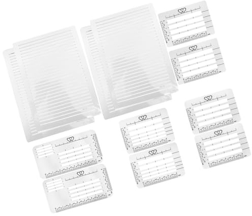 Sewroro Lot de 12 Règles Multifonctions en Plastique pour Dessin et Lettrage, Gabarits Fixes pour Lignes Parallèles, Format Cartes et Enveloppes, Outils Précis pour Correspondance