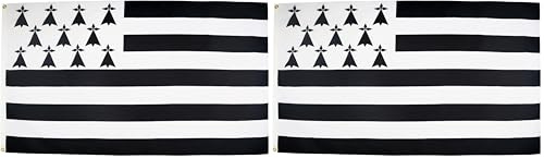 AZ FLAG - Drapeau Bretagne - 90x60 cm - Polyester léger - Drapeau Breton - France Avec Oeillets Métalliques Intégrés - 40g (Lot de 2)