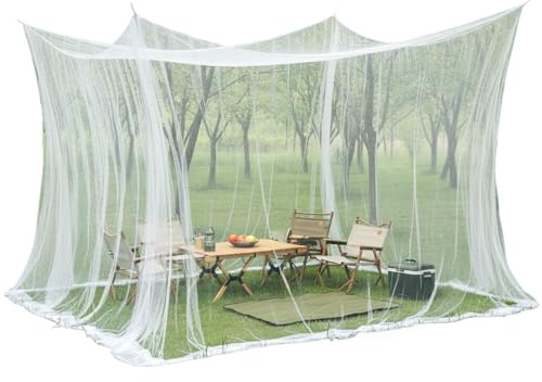 Sekey XXL Moskitonetz Outdoor Reise, Doppelbett Mückennetz 300 x 300 x 250 cm, 220 Mesh Tragbares Geschlossenes Campingzelt, Insektenschutz für Pavillon Garten Balkon, Terrasse Fliegennetz Weiß