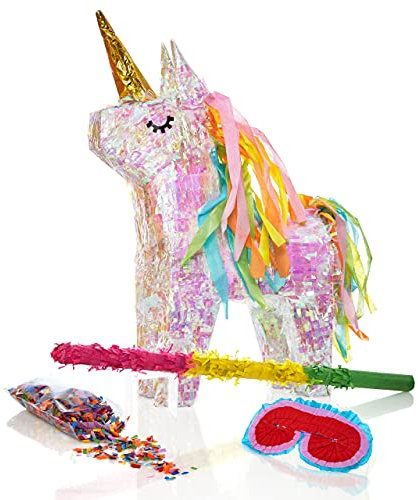 Lumaland piñata pentolaccia + 50 gr coriandoli + Bastone da 50 cm + Maschera Unicorno 40 x 14 x 54 cm
