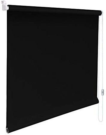 Sonnenschutz-HH® - Mini Verdunkelungsrollo Abdunkelungsrollo Minirollo Rollo KLEMMFIX Seitenzugrollo Kettenzugrollo inkl. Klemmträger ohne Bohren - Außenmaß Breite 140 x 140 cm Höhe - schwarz