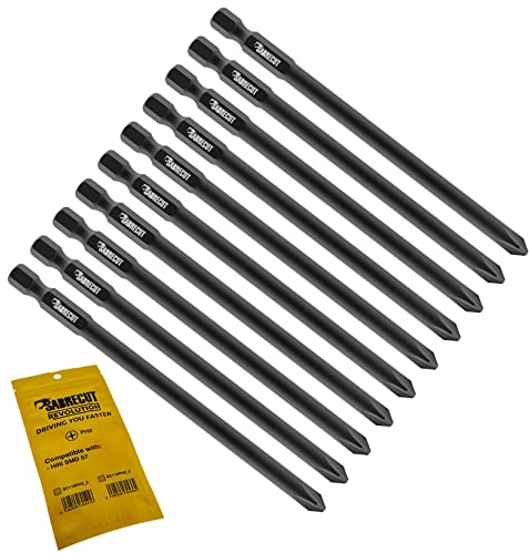 10 x SabreCut SC116PH2_10 116mm PH2 Compatible with Hilti SMD 57 SMD57 116/4 1/2 Autofeed Collated Drywall Screwdriver Gun Bit Single Ended Phillips No.2 Heavy Duty