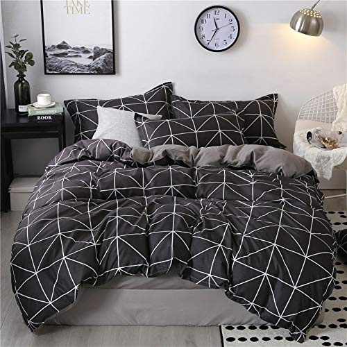 FANSU Bettwäsche Set Bettbezug-Set, 4 Teilig Bedding Microfaser Bequem Weich Haltbar Enthalten Bettlaken Kissenbezug Hohe Qualität Einzelbett Doppelbett King Size (180x220cm,Schwarz)