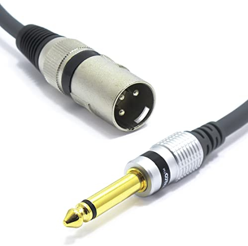 VITALCO XLR Male to Jack 6.35 Mono 3m Cable 3 PIN Microphone to TS 1/4 Inch Lead