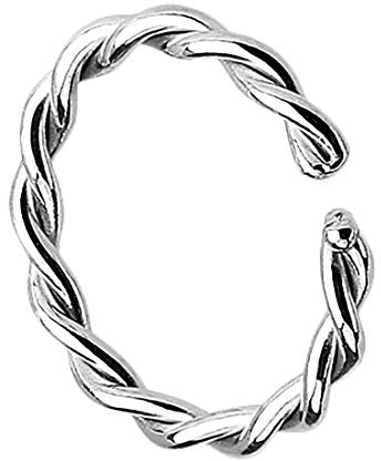 Taffstyle Piercing Fake Ring Tribal gedreht Chirurgenstahl Septum Tragus Helix Nase Lippe Ohr Hoop Clip Ear Cuff Nasenring Nasenpiercing Silber 1,6mm x 10mm