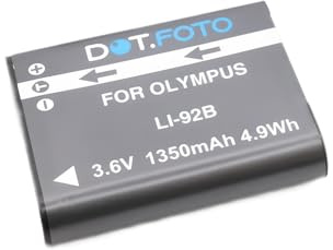 Dot.Foto LI-92B Premium 3.6v / 1350mAh Batterie Rechargeable pour Olympus Tough TG-6, TG-5, TG-4, TG-3, TG-2, TG1 / XZ-2 / DS-2600, DS-9000, DS-9500 / for Om System TG-7