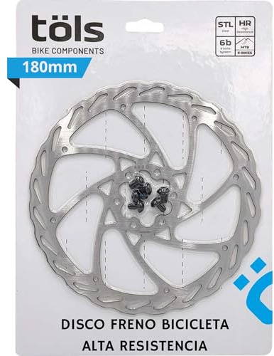 TÖLS Disco de Freno 180mm para Frenos Bicicleta Montaña y Bici Carretera - freno bicicleta disco - disco Freno Bicicleta Montaña con Tratamiento Anticorrosión