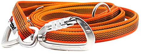 Twinkys Dog Style Dreifach verstellbare Hundeleine gummiert 15 mm breit mit Sicherheitskarabiner 3 Meter Orange