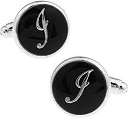 Whoiy Manschettenknöpfe Herren Initialien J, Manschettenknöpfe Edelstahl Herren Vergoldet Manschettenknöpfe für Männer Kostenlose Gravur mit Schmuck Box